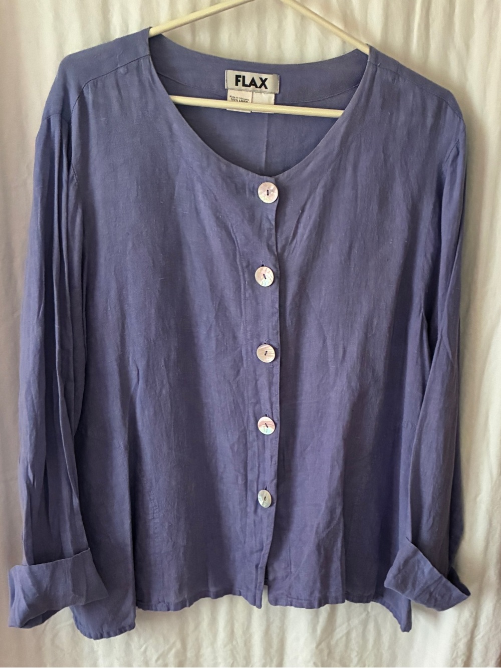 Flax Lavender Button-Front Linen Shacket